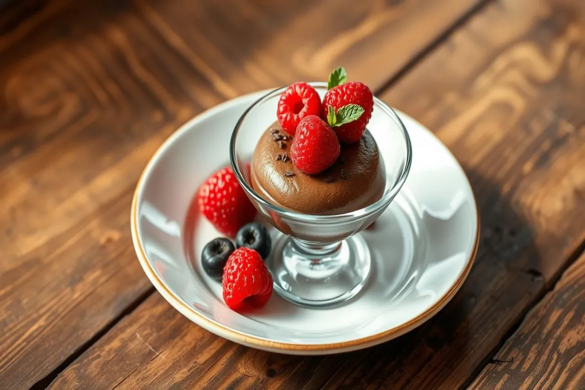 Chocolate mousse serving