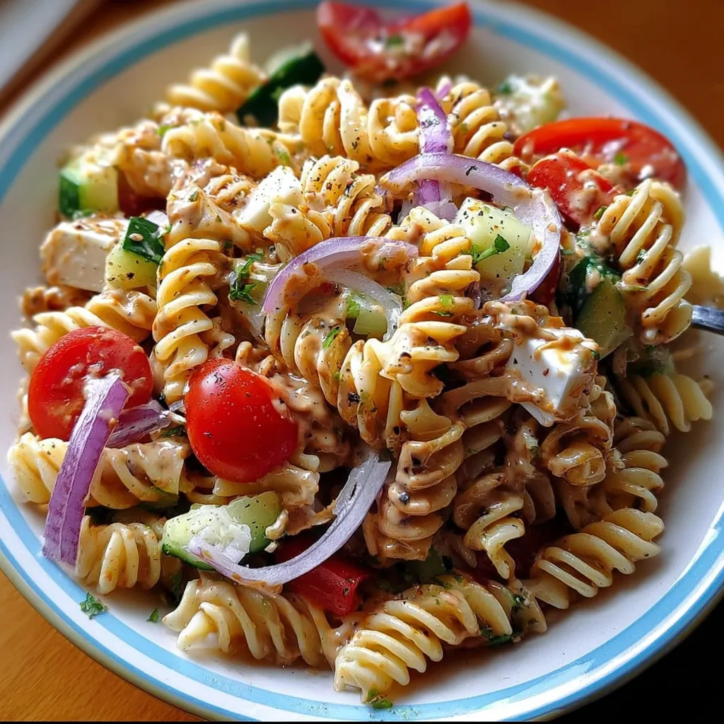Cooking tri-color rotini pasta for Italian Dressing Pasta Salad.